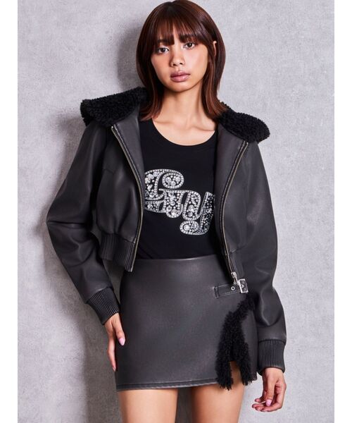 GYDA（ジェイダ）の「GY bijou long sleeveトップス（Tシャツ/カットソー・レディース・ブラック/オフホワイト・FREE）」の19枚目の写真