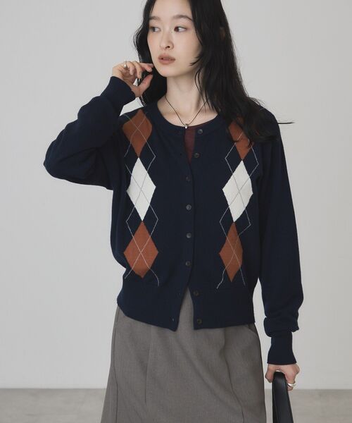 AMERICAN HOLIC(アメリカンホリック)の「【バイパチ】アーガイルニットカーディガン(カーディガン/ボレロ・レディース・ネイビー/ブラウン・L/M)」の10枚目の写真