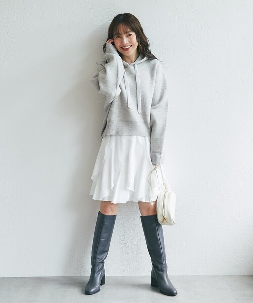 La boutique BonBon（ラブティックボンボン）の「【軽くてもちもち】カラーネップフーディニット（ニット/セーター・レディース・アイボリー/グレー・FREE）」の22枚目の写真