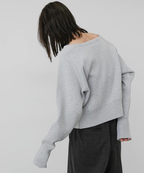 SENSE OF PLACE by URBAN RESEARCH（センスオブプレイスバイアーバンリサーチ）の「『洗濯可』ダブルジップオフショルニット（ニット/セーター・レディース・アイボリー/チャコールグレー/ライトグレー・ONE）」の15枚目の写真