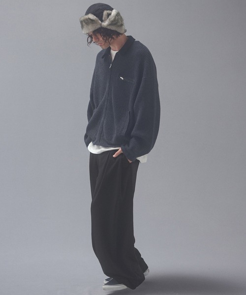 ADAM PATEK(アダムパテック)の「mp15538-woolblend still tuck wide pt ワイドパンツ(AP2628003)(その他パンツ・メンズ・ブラック/ダークグレー・1/2)」の8枚目の写真