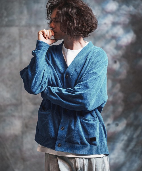 GLIMCLAP(グリムクラップ)の「mcg3900-Diamond Jacquard Chenille Cardigan ニットカーディガン(212-042-gla-cg)(カーディガン/ボレロ・メンズ・チャコール/ブラック/オレンジ/ブルー/イエロー・S/L/M)」の7枚目の写真