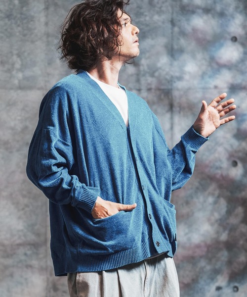 GLIMCLAP(グリムクラップ)の「mcg3900-Diamond Jacquard Chenille Cardigan ニットカーディガン(212-042-gla-cg)(カーディガン/ボレロ・メンズ・チャコール/ブラック/オレンジ/ブルー/イエロー・S/L/M)」の8枚目の写真