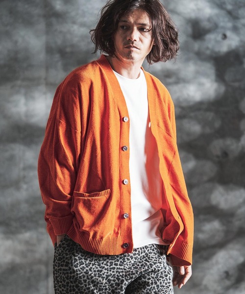 GLIMCLAP(グリムクラップ)の「mcg3900-Diamond Jacquard Chenille Cardigan ニットカーディガン(212-042-gla-cg)(カーディガン/ボレロ・メンズ・チャコール/ブラック/オレンジ/ブルー/イエロー・S/L/M)」の12枚目の写真