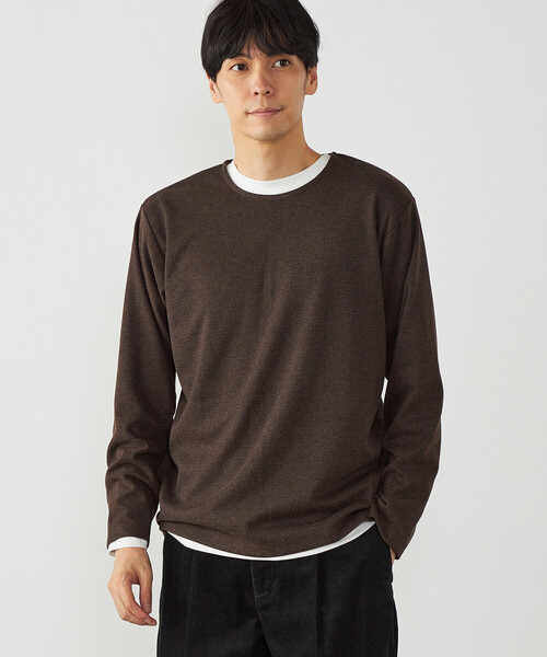 COMME CA ISM（コムサイズム）の「【セットアイテム】レイヤードTシャツ（Tシャツ/カットソー・メンズ・ブラウン/チャコール・M/L）」の2枚目の写真