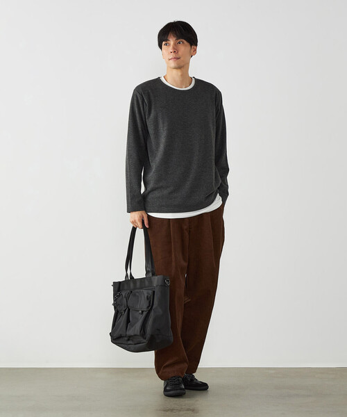 COMME CA ISM（コムサイズム）の「【セットアイテム】レイヤードTシャツ（Tシャツ/カットソー・メンズ・ブラウン/チャコール・M/L）」の3枚目の写真