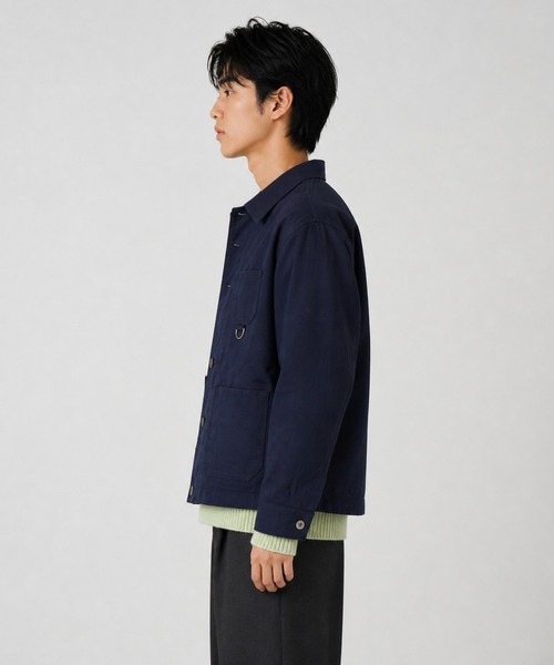 FILLIP J（フィリップジェー）の「コットン100% 短丈 フレンチワークジャケット/ カバーオール（カバーオール・メンズ・ネイビー/ブラック・X-LARGE/LARGE/MEDIUM）」の18枚目の写真