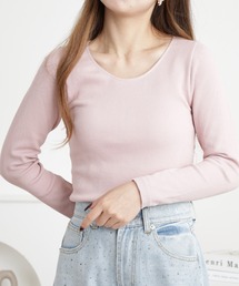 裏パイルUネックあったか長袖Tシャツ