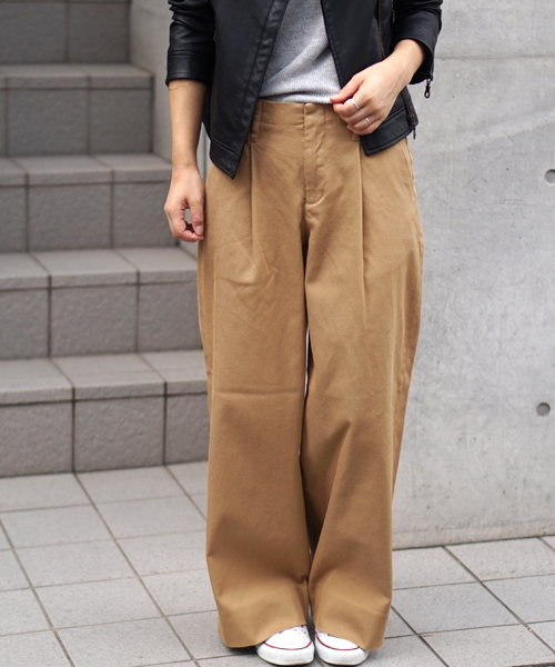 laboratory work（ラボラトリーワーク）の「カルゼストレッチワイドパンツ（その他パンツ・レディース・カーキ/ベージュ/ネイビー・MEDIUM/SMALL）」の22枚目の写真