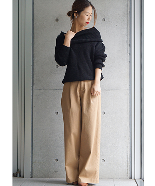 laboratory work（ラボラトリーワーク）の「カルゼストレッチワイドパンツ（その他パンツ・レディース・カーキ/ベージュ/ネイビー・MEDIUM/SMALL）」の20枚目の写真