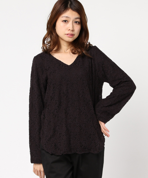 MOUSSY(マウジー)の「Brushed Lace Tops(Tシャツ/カットソー・レディース・オレンジ系その他/オフホワイト/ライトブラック・FREE)」の12枚目の写真