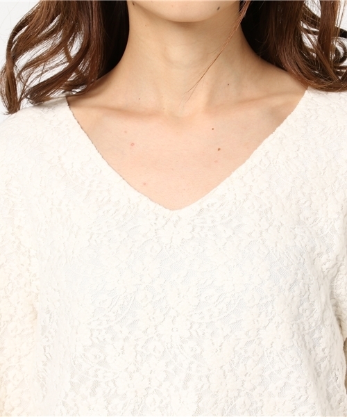 MOUSSY(マウジー)の「Brushed Lace Tops(Tシャツ/カットソー・レディース・オレンジ系その他/オフホワイト/ライトブラック・FREE)」の7枚目の写真