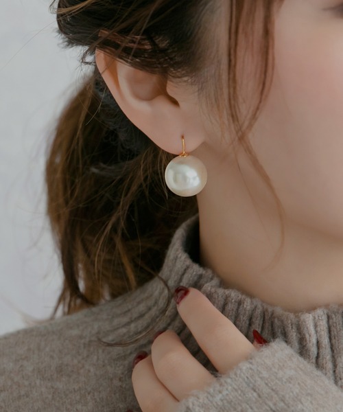 シリーズ累計販売 5000点突破！】ビッグパールフックピアス/大ぶり