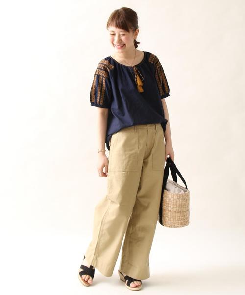 coen（コーエン）の「【Market】コットン袖エンブロイダリーブラウスⅠ（シャツ/ブラウス・レディース・オフホワイト/ネイビー・FREE）」の10枚目の写真