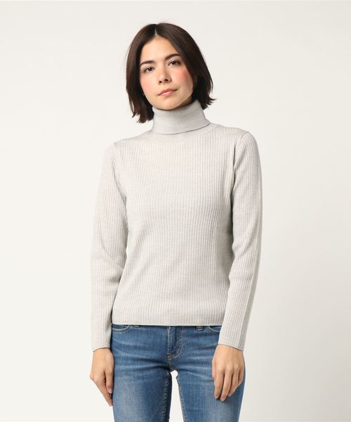 green label relaxing（グリーンレーベルリラクシング）の「[手洗い可能] CR W リブ タートル 12G ニット ◆（ニット/セーター・レディース・ライトグレー/ネイビー/レッド/オフホワイト/ターコイズブルー/ライトピンク/コバルトブルー/その他1・FREE）」の8枚目の写真