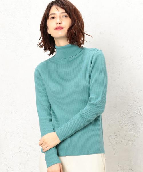 green label relaxing（グリーンレーベルリラクシング）の「[手洗い可能] CR W リブ タートル 12G ニット ◆（ニット/セーター・レディース・ライトグレー/ネイビー/レッド/オフホワイト/ターコイズブルー/ライトピンク/コバルトブルー/その他1・FREE）」の5枚目の写真