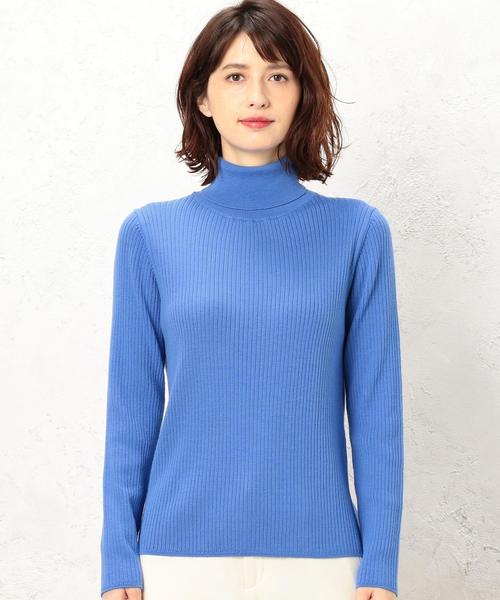 green label relaxing（グリーンレーベルリラクシング）の「[手洗い可能] CR W リブ タートル 12G ニット ◆（ニット/セーター・レディース・ライトグレー/ネイビー/レッド/オフホワイト/ターコイズブルー/ライトピンク/コバルトブルー/その他1・FREE）」の9枚目の写真