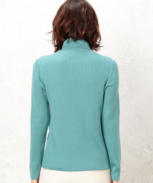 green label relaxing（グリーンレーベルリラクシング）の「[手洗い可能] CR W リブ タートル 12G ニット ◆（ニット/セーター・レディース・ライトグレー/ネイビー/レッド/オフホワイト/ターコイズブルー/ライトピンク/コバルトブルー/その他1・FREE）」の11枚目の写真