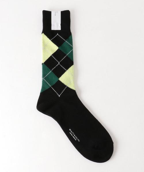 BEAUTY&YOUTH UNITED ARROWS（ビューティーアンドユースユナイテッドアローズ）の「BY アーガイル ソックス ◆（ソックス/靴下・メンズ・ホワイト/ブラック/グレー/ネイビー・FREE）」の2枚目の写真
