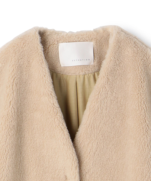ESTNATION（エストネーション）の「【VERY 11月号 掲載商品】ESTNATION ボアノーカラーロングコート（その他アウター・レディース・ベージュ・38）」の3枚目の写真