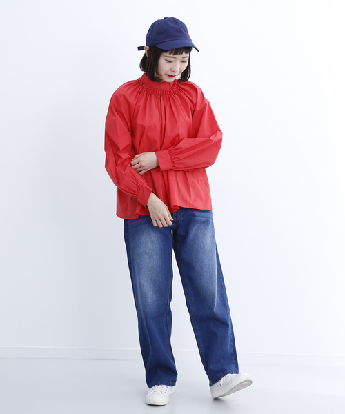 MERLOT（メルロー）の「バンドカラーギャザーブラウス1450（シャツ/ブラウス・レディース・ブラック/ブルー/レッド/オフホワイト・FREE）」の12枚目の写真