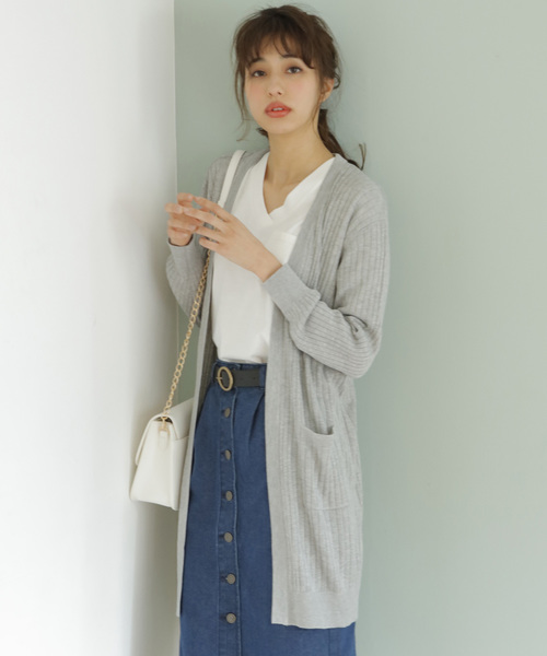 Ingni イング の 12g リブ ロング Vカーディガン 18ss カーディガン ボレロ Wear