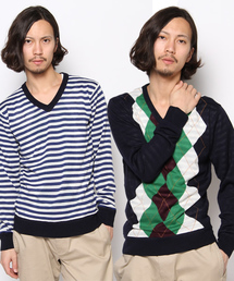 BEAUTY&YOUTH UNITED ARROWS | BY リバーシブル/アーガイル ボーダー Vネックニット(ニット/セーター)
