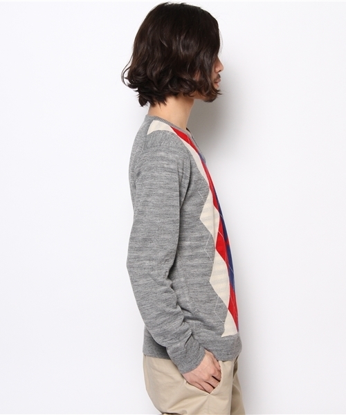 BEAUTY&YOUTH UNITED ARROWS(ビューティーアンドユースユナイテッドアローズ)の「BY リバーシブル/アーガイル ボーダー Vネックニット(ニット/セーター・メンズ・グレー/ネイビー・SMALL/MEDIUM/LARGE/X-LARGE)」の4枚目の写真