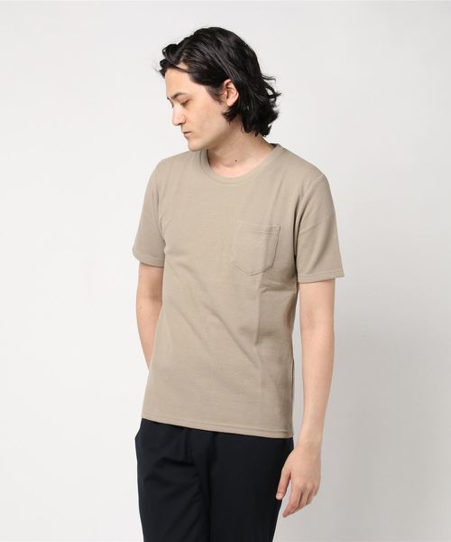 JOKER(ジョーカー)の「ワッフルポケット半袖Tシャツ(Tシャツ/カットソー・メンズ・カーキ/ピンク/ブルー系その他/ブラック/ベージュ/オフホワイト・L/M/XL)」の1枚目の写真