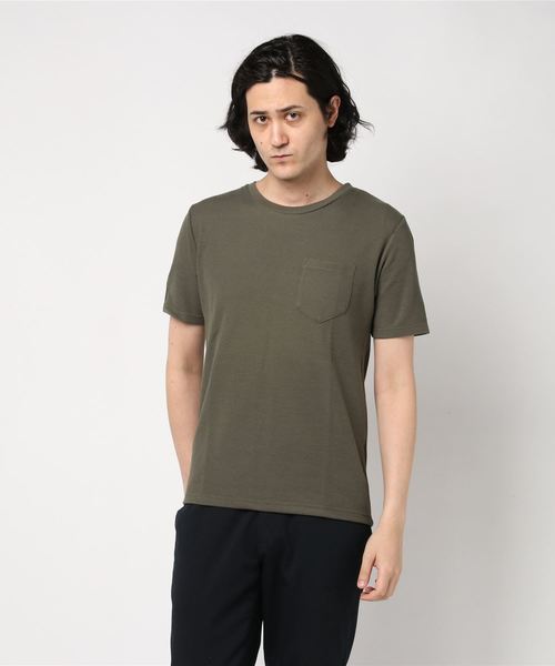 JOKER(ジョーカー)の「ワッフルポケット半袖Tシャツ(Tシャツ/カットソー・メンズ・カーキ/ピンク/ブルー系その他/ブラック/ベージュ/オフホワイト・L/M/XL)」の4枚目の写真