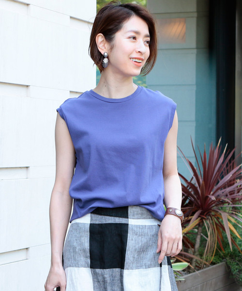 UNITED ARROWS ノースリーブネイビー/水色 UNITED ARROWS ノースリーブネイビー/水色