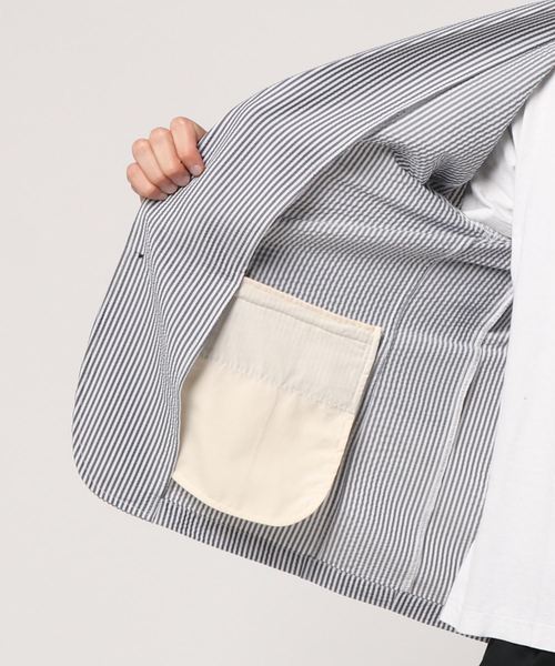 JACKROSE（ジャックローズ）の「CORISCO ストレッチサッカーテーラードJKT（テーラードジャケット・メンズ・ホワイト/ブラック/ネイビー・M/L）」の4枚目の写真