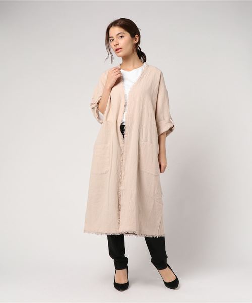 VENCEEXCHANGE（ヴァンスエクスチェンジ）の「トッパーガウン（カーディガン/ボレロ・レディース・ボルドー/オリーブ/ベージュ・M）」の6枚目の写真