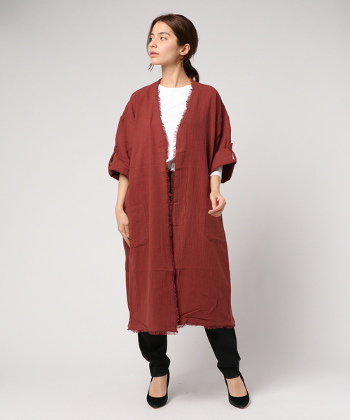 VENCEEXCHANGE（ヴァンスエクスチェンジ）の「トッパーガウン（カーディガン/ボレロ・レディース・ボルドー/オリーブ/ベージュ・M）」の8枚目の写真