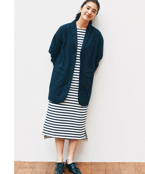 avecmoi(アヴェクモワ)の「アヴェクモワ ボーダーワンピース(ワンピース・レディース・ネイビー・SMALL/MEDIUM/LARGE/X-LARGE)」の2枚目の写真