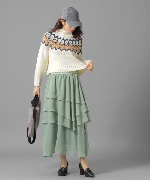 Andemiu（アンデミュウ）の「フォークロアショートニット818780（ニット/セーター・レディース・アイボリー/ブラウン・FREE）」の11枚目の写真