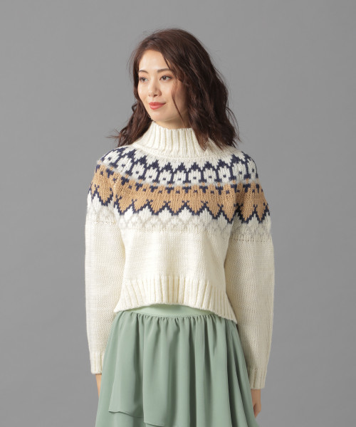 Andemiu（アンデミュウ）の「フォークロアショートニット818780（ニット/セーター・レディース・アイボリー/ブラウン・FREE）」の13枚目の写真