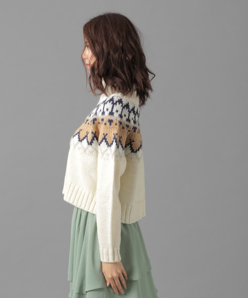 Andemiu（アンデミュウ）の「フォークロアショートニット818780（ニット/セーター・レディース・アイボリー/ブラウン・FREE）」の8枚目の写真