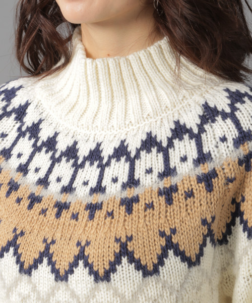 Andemiu（アンデミュウ）の「フォークロアショートニット818780（ニット/セーター・レディース・アイボリー/ブラウン・FREE）」の5枚目の写真