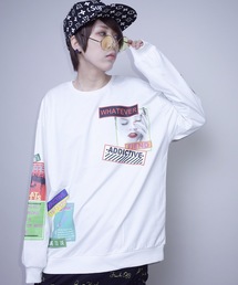 【ビッグシルエット】T/Cﾐﾆ裏毛 転写PT CREW F