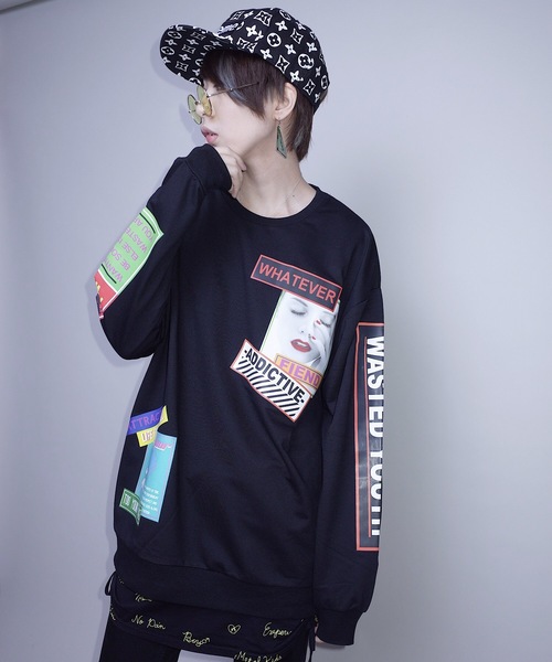 rovtski（ロフトスキー）の「【ビッグシルエット】T/Cﾐﾆ裏毛 転写PT CREW F（スウェット・レディース・オレンジ/ホワイト/ブラック・FREE）」の7枚目の写真