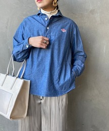 美品 ダントン DANTON 丸襟プルオーバー シャンブレー シャツ 40 DANTON 丸襟シャンブレー プルオーバーS/Sシャツ (メンズ