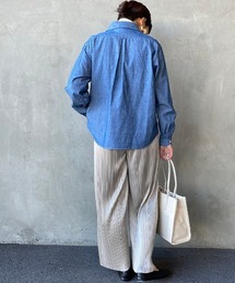 DANTON ダントン 丸襟プルオーバーシャツ シャンブレー インディゴ 36 DANTON（ダントン）の「[DANTON/ダントン] シャンブレー丸襟プル