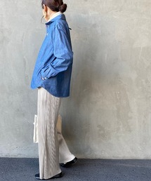 ダントン 丸襟シャンブレー プルオーバー デニム 36 DANTON（ダントン）の「[DANTON/ダントン] シャンブレー丸襟プル