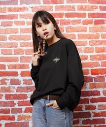 ビッグシルエットフラミンゴ刺繍トレーナー(KU)