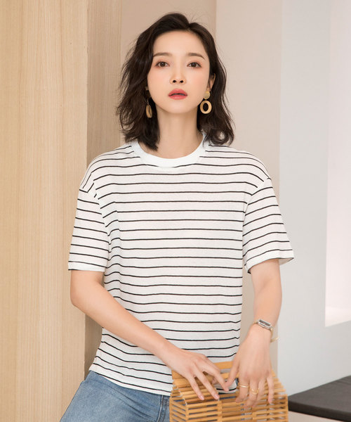 SAISON DE PAPILLON(セゾンドパピヨン)の「綿麻ナチュラルボーダープルオーバー(Tシャツ/カットソー・レディース・ベージュ/ホワイト・フリー)」の19枚目の写真