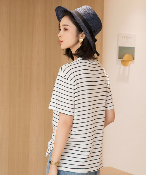 SAISON DE PAPILLON(セゾンドパピヨン)の「綿麻ナチュラルボーダープルオーバー(Tシャツ/カットソー・レディース・ベージュ/ホワイト・フリー)」の3枚目の写真