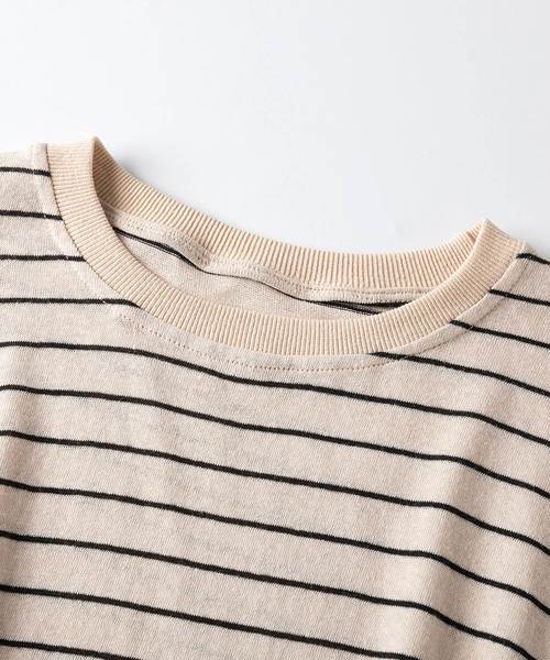SAISON DE PAPILLON(セゾンドパピヨン)の「綿麻ナチュラルボーダープルオーバー(Tシャツ/カットソー・レディース・ベージュ/ホワイト・フリー)」の7枚目の写真
