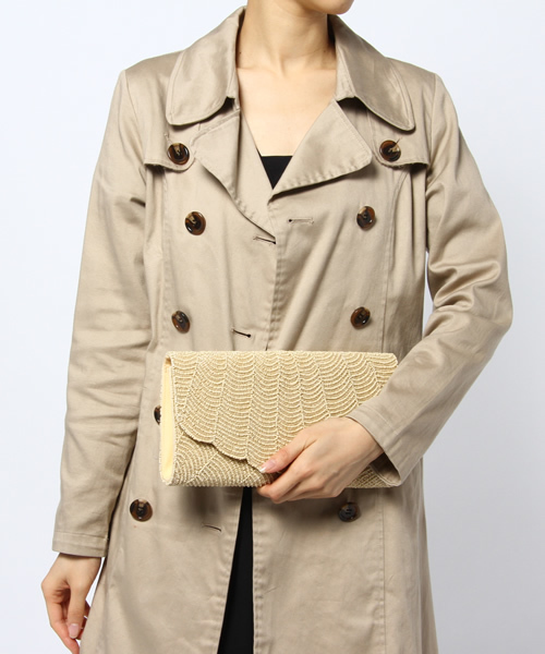 NANO universe（ナノユニバース）の「ANAN S/ビーズクラッチ（クラッチバッグ・レディース・ベージュ/ライトグレー・FREE）」の5枚目の写真