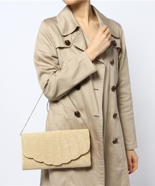 NANO universe（ナノユニバース）の「ANAN S/ビーズクラッチ（クラッチバッグ・レディース・ベージュ/ライトグレー・FREE）」の6枚目の写真